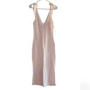 Abercrombie & Fitch Cream Knit Maxi Dress cover up with Tie Straps